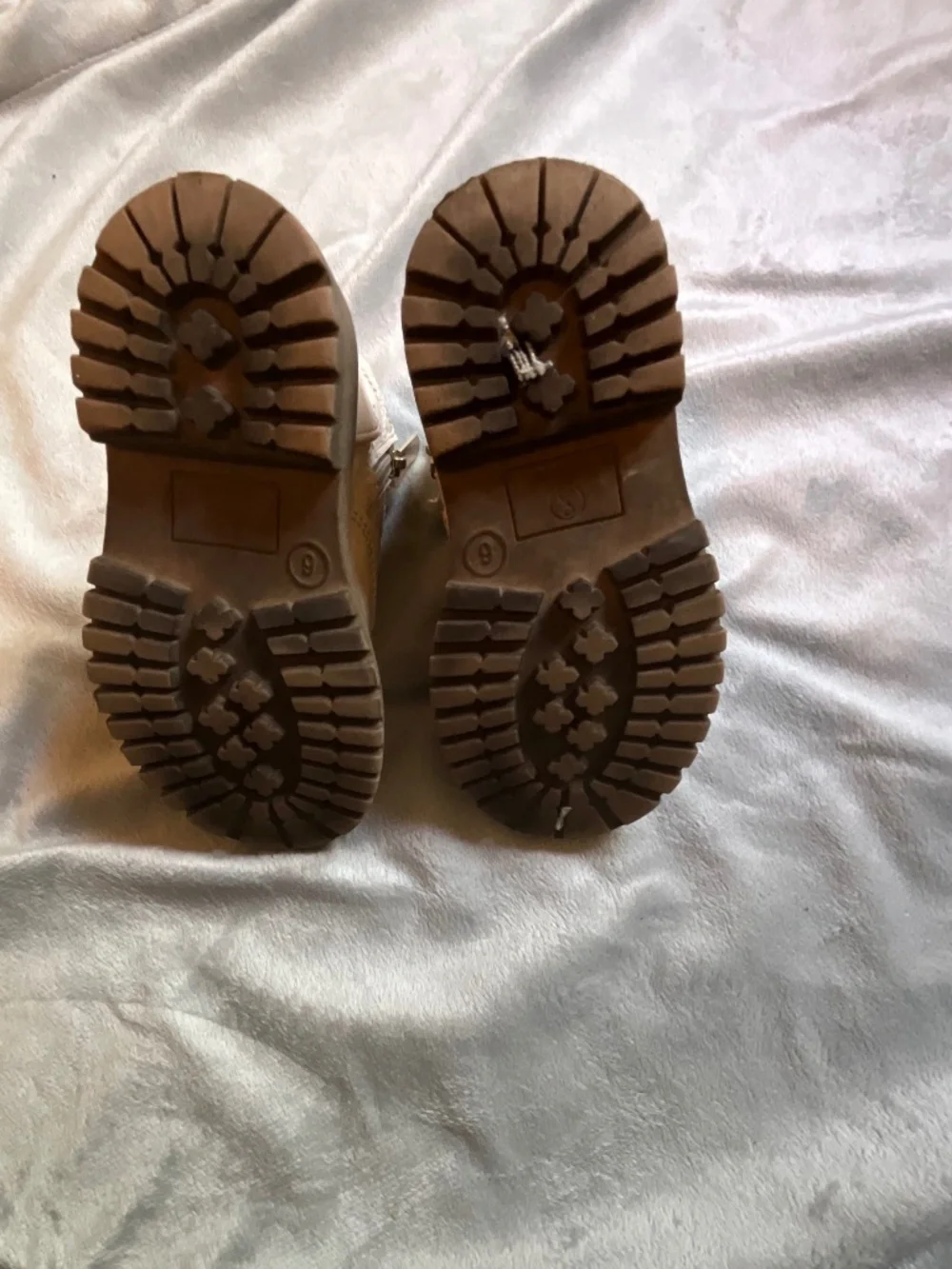 Girls Faux Patent Leather Boots Beige Size 6